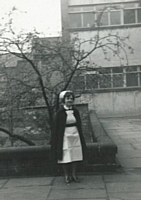 Sister Brearley outside C1 ward.